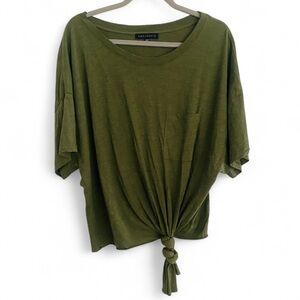 SANCTUARY ALL DAY TIE TEE SHORT SLEEVE FRONT TIE CREWNECK GREEN T SHIRT MEDIUM